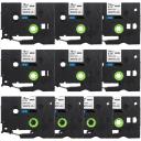 Compatible 10 x PT-D450 Tape Brother PTD450 18mm Black Text On Silver Laminated Tape - 8 Meters