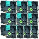 Compatible 10 x PT-P710BT Tape Brother PTP710BT 18mm Black Text On Green Laminated Tape - 8 Meters