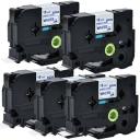 Compatible 10 x PT-P710BT Tape Brother PTP710BT 6mm Black Text On White Flexible ID Laminated Tape - 8 Metres