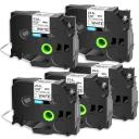 Compatible 10 x PT-P750W Tape Brother PTP750W 18mm Black Text On Silver Laminated Tape - 8 Meters