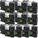 Compatible 10 x PT-P750W Tape Brother PTP750W 18mm Black Text On Silver Laminated Tape - 8 Meters