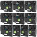 Compatible 10 x PT1100 Tape Brother PT-1100 6mm White Text On Black Laminated Tape - 8 Meters