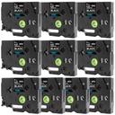 Compatible 10 x PT1180 Tape Brother PT-1180 6mm White Text On Black Laminated Tape - 8 Meters