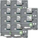 Compatible 10 x PT9200DX Brother PT-9200DX 6mm Black Text On White Tape P-Touch Tape
