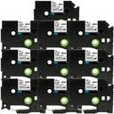 Compatible 10 x PT9200DX Tape Brother PT-9200DX 24mm Black Text On White Flexible ID Laminated Tape