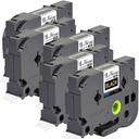 Compatible 10 x PT9200DX Tape Brother PT-9200DX 24mm Black Text On White Flexible ID Laminated Tape