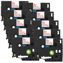 Compatible 10 x PT9200DX Tape Brother PT-9200DX 24mm Black Text On White Flexible ID Laminated Tape