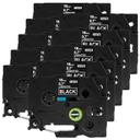 Compatible 10 x PT9600 Tape Brother PT-9600 18mm White Text On Black Laminated Tape - 8 Meters