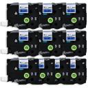 Compatible 10 x PT9800PCN Tape Brother PT-9800PCN 36mm Black Text On Blue Laminated Tape