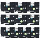 Compatible 10 x PTD450 Tape Brother PT-D450 12mm White Text On Clear Laminated Tape - 8 Meters