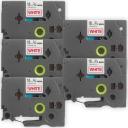 Compatible 10 x PTD610BT Tape Brother PT-D610BT 24mm Black Text On White Flexible ID Laminated Tape - 8 Metres