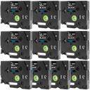 Compatible 10 x PTH105 Tape Brother PT-H105 6mm White Text On Black Laminated Tape - 8 Meters