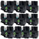 Compatible 10 x PTP710BT Tape Brother PT-P710BT 24mm Black Text On White Flexible ID Laminated Tape