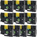 Compatible 10 x PTP710BT Tape Brother PT-P710BT 6mm White Text On Black Laminated Tape - 8 Meters