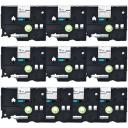 Compatible 10 x PTP910BT Tape Brother PT-P910BT 18mm White Text On Black Laminated Tape - 8 Meters