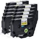 Compatible 10 x PTP910BT Tape Brother PT-P910BT 24mm Black Text On Yellow Strong Adhesive Laminated Tape - 8 Metres