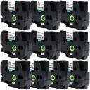 Compatible 10 x TZe355 Brother TZe-355 24mm White Text On Black Laminated Tape - 8 Metres