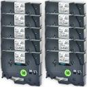 Compatible 3 x PT-1280DT Brother PT1280DT P-Touch Tape 9mm Black Text On Green Tape