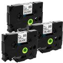 Compatible 3 x PT-9500PC Tape Brother PT9500PC 6mm Black Text On Silver Laminated Tape - 8 Meters