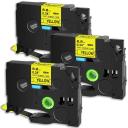 Compatible 3 x PT-D450 Tape Brother PTD450 8.8mm Black Text On Yellow Heat Shrink Tube Tape