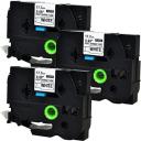 Compatible 3 x PT-E550WVP Tape Brother PTE550WVP 17.7mm Black Text On White Heat Shrink Tube Tape