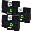 Compatible 3 x PT-E550WVP Tape Brother PTE550WVP 17.7mm Black Text On White Heat Shrink Tube Tape