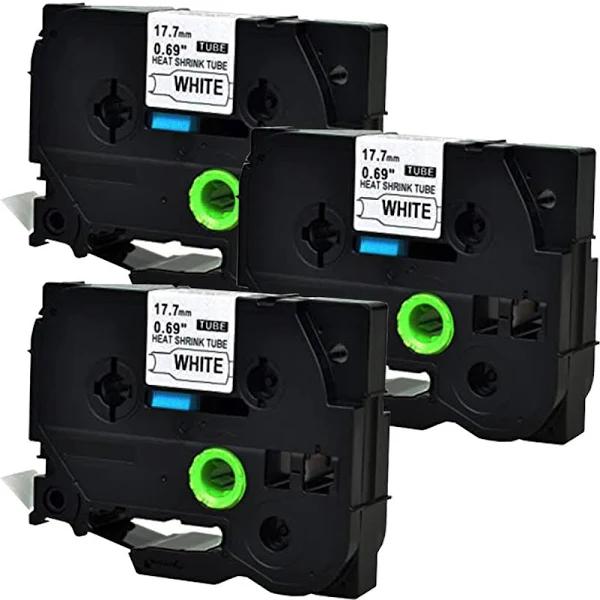 Compatible 3 x PT-E550WVP Tape Brother PTE550WVP 17.7mm Black Text On White Heat Shrink Tube Tape
