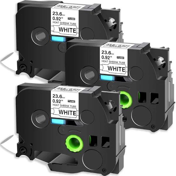 Compatible 3 x PT-P700 Tape Brother PTP700 23.6mm Black Text On White Heat Shrink Tube Tape