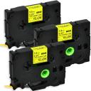 Compatible 3 x PT-P700 Tape Brother PTP700 5.8mm Black Text On Yellow Heat Shrink Tube Tape