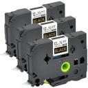 Compatible 3 x PT2400 Tape Brother PT-2400 24mm Black Text On Green Laminated Tape