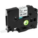 Compatible 3 x PT9200DX Tape Brother PT-9200DX 12mm Black Text On Silver Laminated Tape