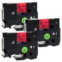 Compatible 3 x PT9200PC Tape Brother PT-9200PC 24mm Black Text On Red Laminated Tape