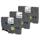 Compatible 3 x PTD400 Tape Brother PT-D400 9mm Black Text On Silver Laminated Tape