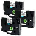 Compatible 3 x PTD450 Tape Brother PT-D450 12mm Black Text On White Flexible ID Laminated Tape