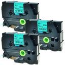 Compatible 3 x PTD610BT Tape Brother PT-D610BT 18mm Black Text On Green Laminated Tape - 8 Meters