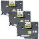 Compatible 3 x PTD800W Brother PT-D800W P-Touch Tape 12mm Black Text On Silver Tape