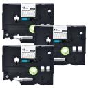 Compatible 3 x PTE100VP Tape Brother PT-E100VP 12mm White Text On Clear Laminated Tape - 8 Meters