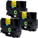 Compatible 3 x PTP910BT Tape Brother PT-P910BT 24mm Black Text On White Flexible ID Laminated Tape - 8 Metres