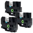 Compatible 3 x PTP910BT Tape Brother PT-P910BT 24mm Black Text On White Flexible ID Laminated Tape - 8 Metres