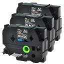 Compatible 3 x PTP950NW Tape Brother PT-P950NW 24mm White Text On Black Laminated Tape