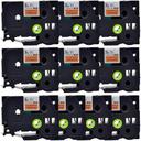 Compatible 3 x PTP950NW Tape Brother PT-P950NW 36mm Black Text On Orange Fluorescent Laminated Tape