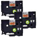 Compatible 3 x PTP950NW Tape Brother PT-P950NW 36mm Black Text On Orange Fluorescent Laminated Tape
