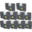 Compatible 5 x PT-1230PC Brother PT1230PC P-Touch Tape 9mm Black Text On Green Tape