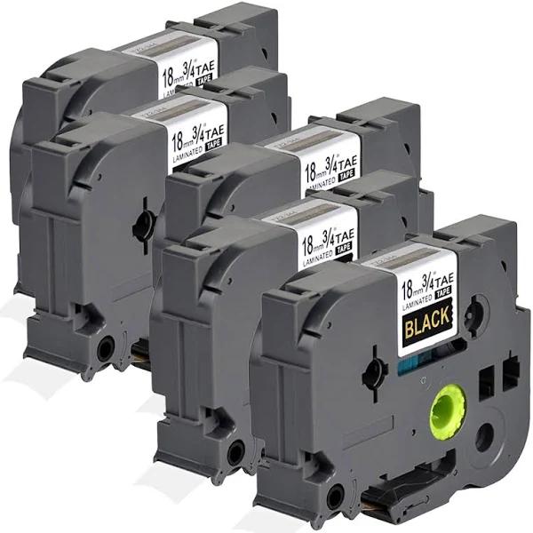 Compatible 5 x PT-2430PC Tape Brother PT2430PC 18mm Gold Text On Black Laminated Tape - 8 Meters