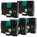 Compatible 5 x PT-9600 Tape Brother PT9600 6mm Black Text On Green Laminated Tape - 8 Meters