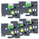 Compatible 5 x PT-9800PCN Tape Brother PT9800PCN 24mm Black Text On Green Fluorescent Laminated Tape - 5 Meters