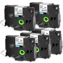 Compatible 5 x PT-D800W Tape Brother PTD800W 23.6mm Black Text On White Heat Shrink Tube Tape