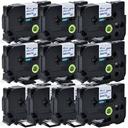 Compatible 5 x PT-E550WVP Tape Brother PTE550WVP 18mm Blue Text On White Fabric Tape - 3 Meter