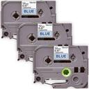 Compatible 5 x PT-E550WVP Tape Brother PTE550WVP 18mm Blue Text On White Fabric Tape - 3 Meter