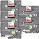 Compatible 5 x PT-E550WVP Tape Brother PTE550WVP 18mm Blue Text On White Fabric Tape - 3 Meter